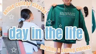 day in the life: online school, thrift haul, cleaning out my closet