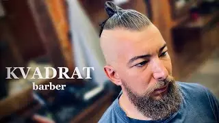 How to Cut a Top Knot / How to Shave the Sideburns in a Men's Haircut / Men's Ponytail Haircut / ...
