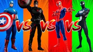 SUPERHERO COLOR DANCE CHALLENGE Captain America vs Hydra Captain vs Spider-Man vs Venom Spider-Man