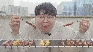 Lamb skewers Mukbang
