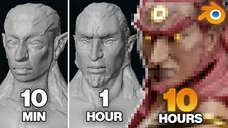 Sculpting Ganondorf in 10 Minutes, 1 Hour, 10 Hours | Blender Sculpting Workflow