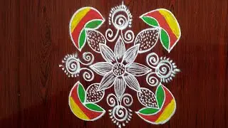 Simple Muggulu 🏵️ Flower Pot Rangoli Design 🏵️ Daily Beautiful Muggulu