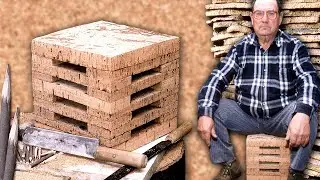 TABURETE DE CORCHO natural para el descanso del CAMPESINO. Elaboración y unión con PALOS AFILADOS