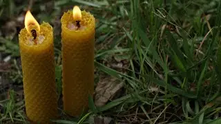 Катанные свечи из вощины с фитиледержателем, эксперимент