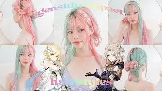 6 genshin impact inspired hairstyles part 3! 🍒❤️ lumine, eula, albedo + more