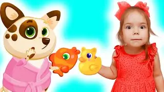 Настя и песик Duddu играют в игре | Настя устроила для Дуду салон красоты