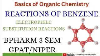 Reactions of Benzene|Electrophilic Substitution Reaction |Bpharm 3 sem #gpat #chemistry