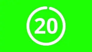 The Most Simplest 20 Seconds Green Screen Countdown Timer - No sound (White Version)