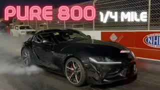 A90 Supra Pure 800 Turbo 1/4 mile test - 140 mph trap No Spray