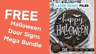 FREE Halloween Door Signs Mega Bundle @creativefabrica #halloween #doorhanger #lasercutting