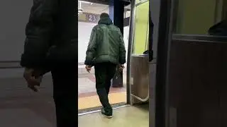 Be aware of psychos in New York! This guy was hitting people with a stick on a train! 