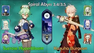 Sucrose Triggers Hyperbloom and Kazuha Triggers Burgeon - Spiral Abyss 3.4/3.5 - Floor 12 Full Star