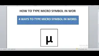 How to type/insert micro symbol in word - Shortcut and Alt code for micro/mu symbol