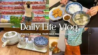 daily vlog | new cooking pans, thrift haul, grocery shopping