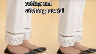 summer trouser design cutting and stitching tutorial/summer trouser with Joint lace/trouser design