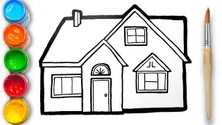 How to draw and color house for kids & toddlers, easy drawing