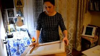 6. Наклейка бисерной вышивки на твердую основу.