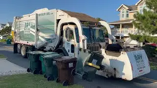 Brand New Bay Disposal Peterbilt McNeilus Curotto Can Garbage Truck On Heavy Beach Garbage