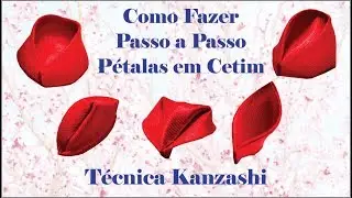 Como fazer pétalas de kanzashi com fita de cetim - Técnica de kanzashi - DIY