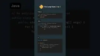 For Loop from 0 to 4 in Python, Java, C programming 