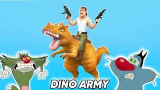 OGGY BECOMES T-REX IN DINO ARMY GAME | WITH JACK | OGGY GAME
