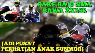 SUNMORI KE HUTAN KOTA PAKE BAJU SMA PUTIH ABU BAWA ZX25R JADI PUSAT PERHATIAN