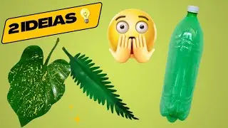 2 IDEIAS USANDO GARRAFA PET - FOLHAS FEITA COM GARRAFA PET