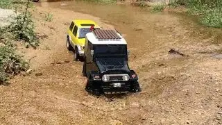 タミヤCC-01クローラー車 小川走行遊び　Tamiya CC-01 Crawler Vehicle Ogawa Traveling Play