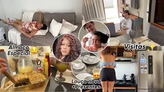 FIZ ALMOÇO PRA INAUGURAR A LOUÇA DOS MEUS SONHOS, GANHEI PRESENTES E DECOREI MINHA CASA!!! 🤩✨