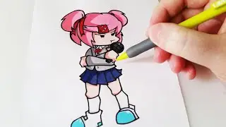 Drawing of Natsuki from Friday Night Funkin
