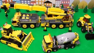 Lego Bulldozer, Concrete Mixer, Dump Truck, Crane, Tractors and experemetal cars and trucks for Kids