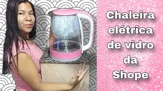 Chaleira de vidro rosa da Shope