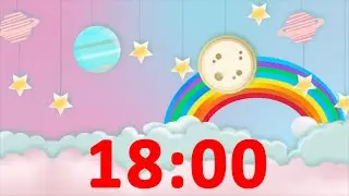 18 Minute Countdown Timer Rainbow 🌈 for Kids with Alarm and Fun Music