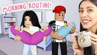 My MORNING ROUTINE with TRIPLETS! 👶👶👶 (Roblox Berry Avenue)