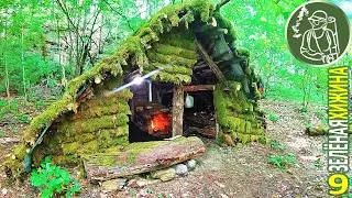 Зеленая Хижина 🌲 8 дней одна в лесу 🪓 Стены и печь почти готовы 🔥 Бушкрафт в горах 9