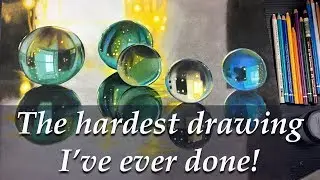 Marbles and Light - The hardest drawing I've ever done! Color pencil speed drawing