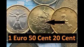 Italy 1 Euro 50 Euro Cent 20 Euro Cent 2002 Defect coins RARE