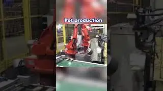 Industrial Robot in Pot Production Line  