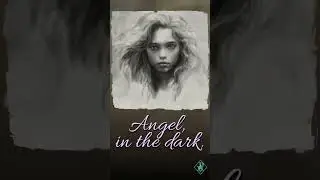 Angel in the dark, girl portrait. 