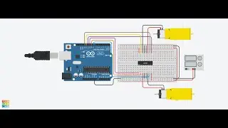 How to control motors with H bridge L298D and L293D on Tinkercad التحكم في المواتير على تنكر كاد