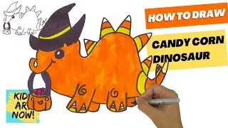 ✨How to Draw a Candy Corn Dinosaur - Perfect for Halloween! 🍬