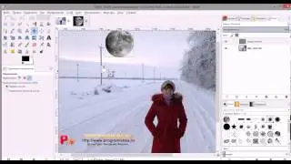 Ставим луну на задний план в Gimp