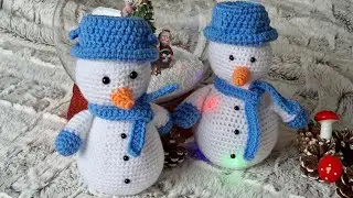 Snowman that lights up,svijetleci snjegovic,Schneemann häkeln