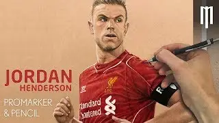 Realistic ProMarker & Pencil Drawing of Jordan Henderson LFC