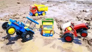 New Dumper Truck Accident Mud Road Pulling Out Sonalika Tractor Swaraj Tractor ? Tata Tipper  CS Toy
