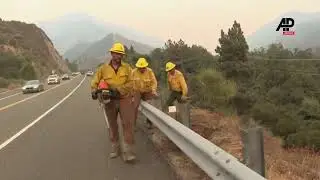 Line wildfire burns through Southern California mountain area
