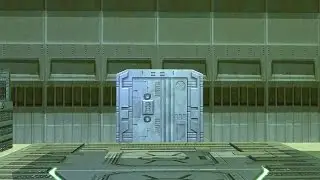 spaceship cargo bay with a opening door - green screen effect