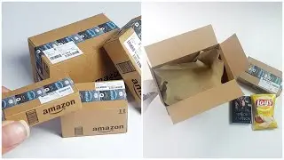 DIY Miniature Inspired AMAZON BOXES Tutorial | Crafts Scale 1:6