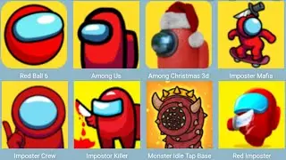 Gameplay - Among Us,Red Ball 6,Red Imposter,Among Christmas 3D,Амонг Ас,Красный Шарик