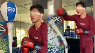 WOW!!! RYAN GARCIA TAPS INTO BRUCE LEE METHODS, HITTING KOBRA BAG WHILE BEIND BLINDFOLDED